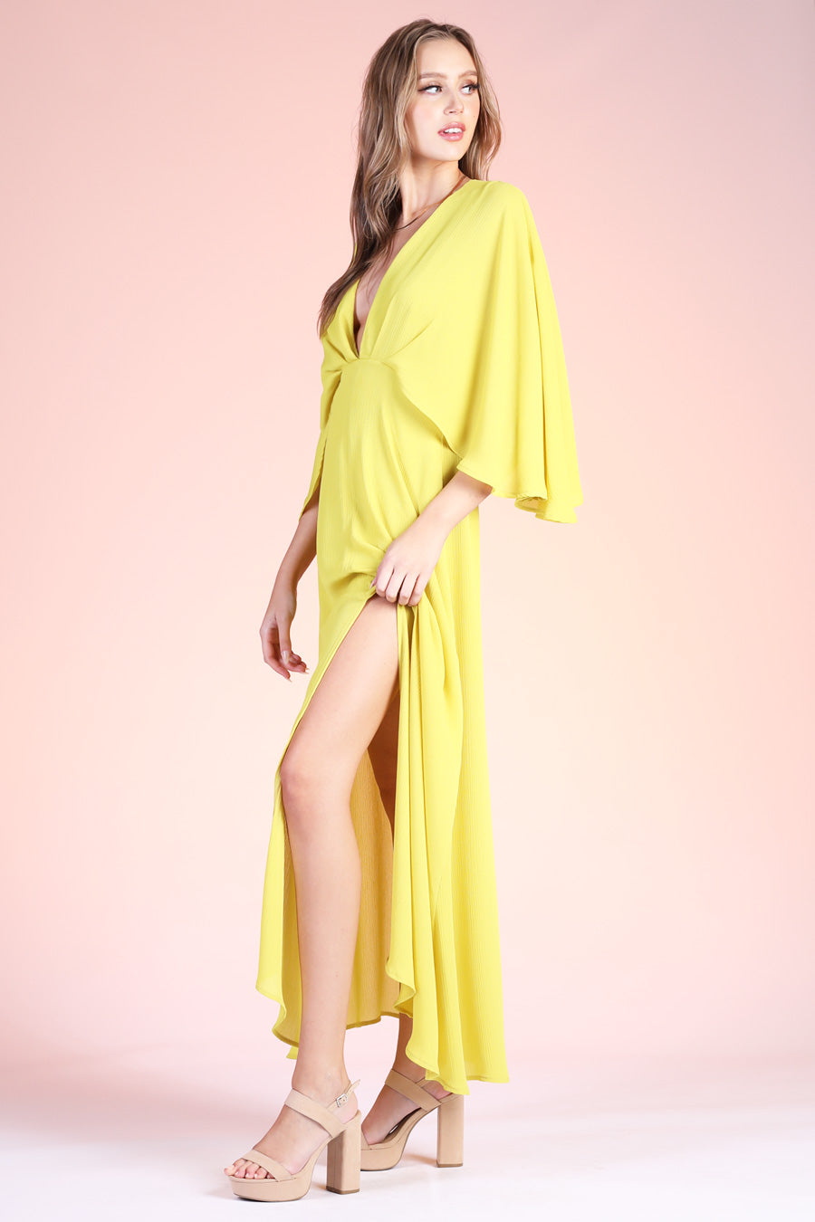 Crinkle Cape Maxi Dress - Ahri