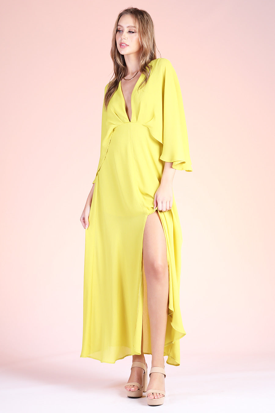 Crinkle Cape Maxi Dress - Ahri