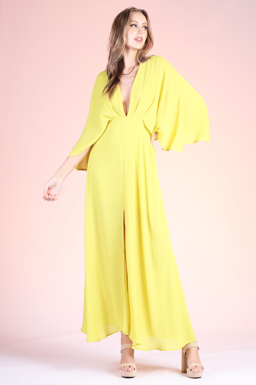 Crinkle Cape Maxi Dress - Ahri