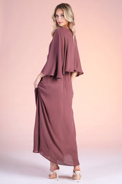 Crinkle Cape Maxi Dress