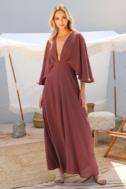 Crinkle Cape Maxi Dress