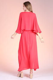 Crinkle Cape Maxi Dress