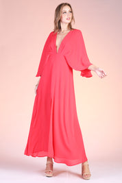 Crinkle Cape Maxi Dress