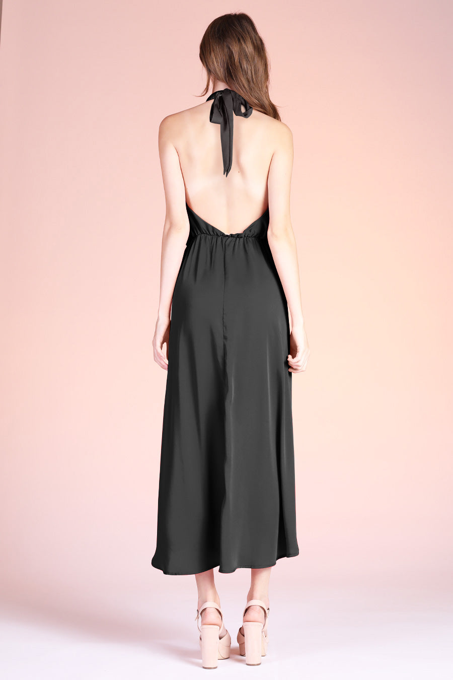 halter sarong dress Black mirrored halter-neck sarong dress