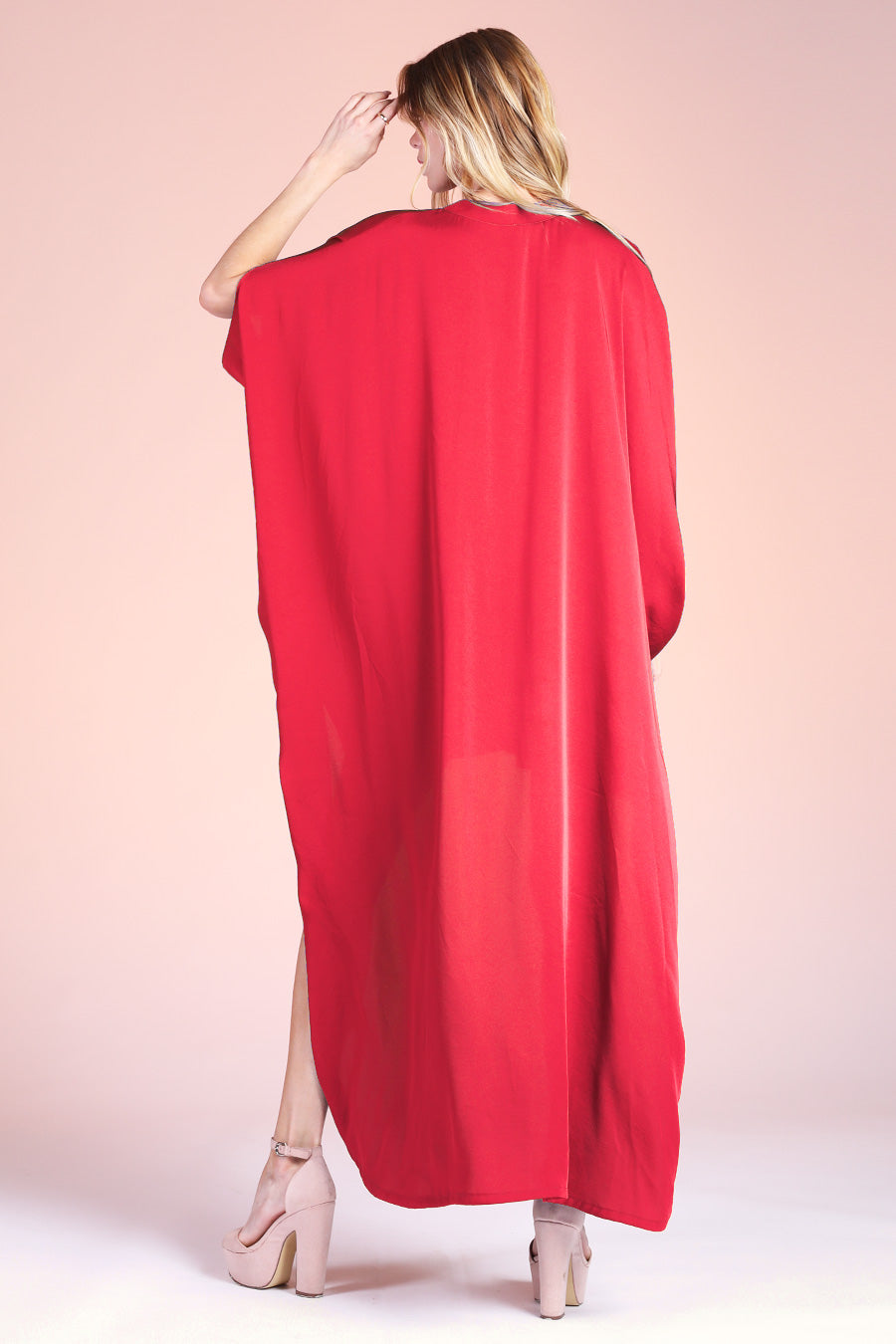 Double Notched High Low Caftan Dress