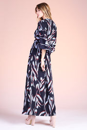 Tulip Print Kimono Maxi Dress