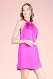 Sweet Satin Ruched Shift Dress