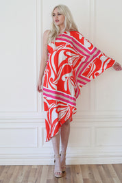 Sicilia Scarf Asymmetrical One Sleeve Dress