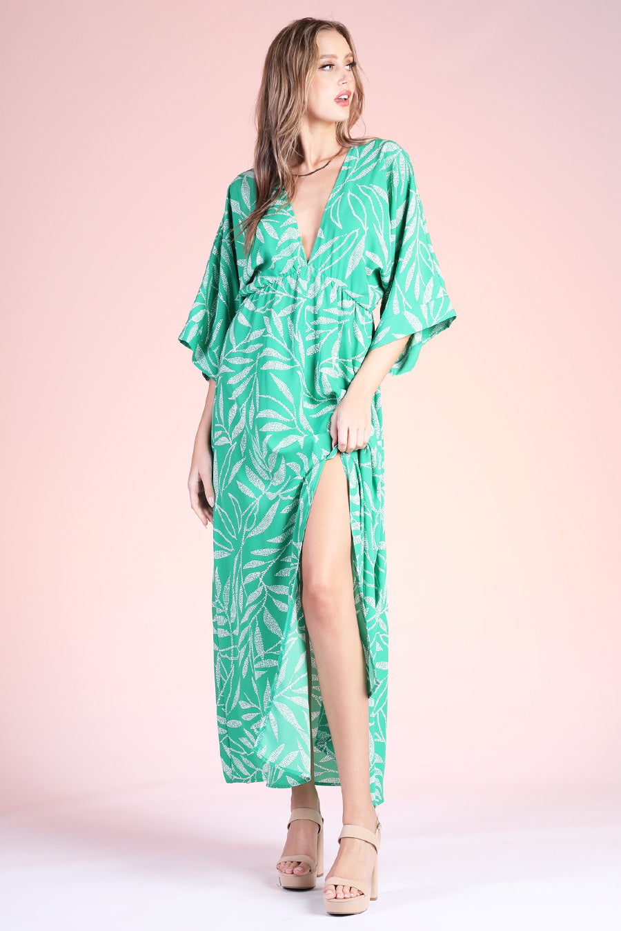 Lanai Leaf Kimono Maxi