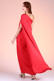 Goddess One Shoulder Cape Maxi Dress