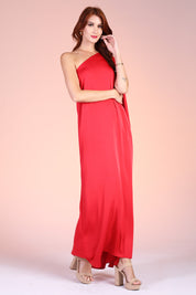 Goddess One Shoulder Cape Maxi Dress