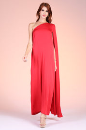 Goddess One Shoulder Cape Maxi Dress