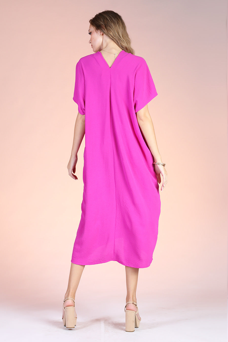 Matte Crepe Caftan Midi Dress