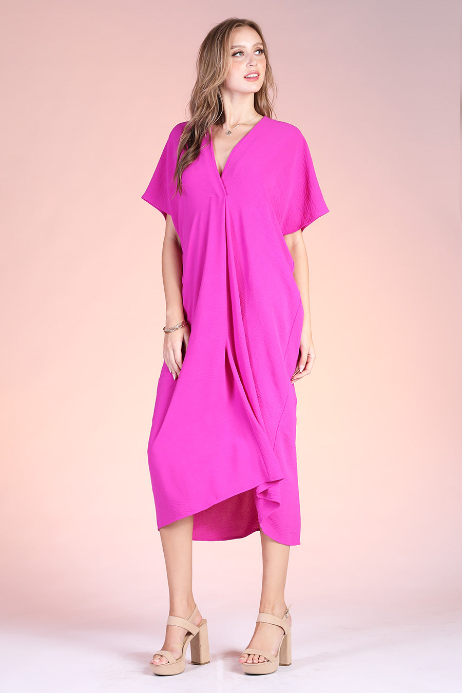 Matte Crepe Caftan Midi Dress