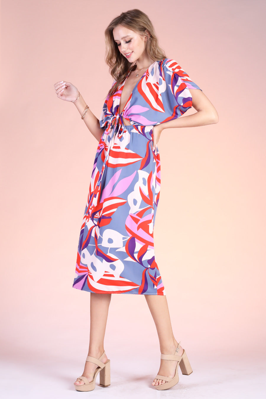 Blooming Lily Midi Dress Grey / Large Blooming Lily Midi Dress Grey / Large