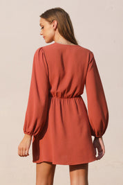 Long Sleeve Wrap Skater Dress