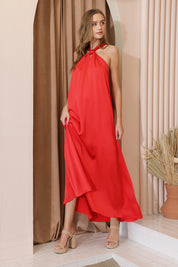 Sleek Satin Cut Out Maxi Dress