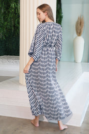 Ikat Stripe Kimono Maxi Dress