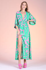 Bold Tropics Kimono Maxi Dress