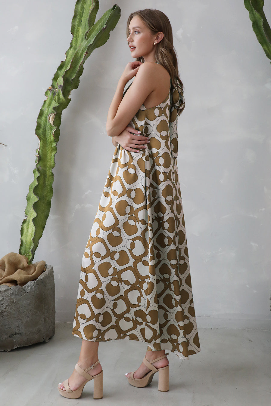 Modern Geo Cut Out Maxi Dress