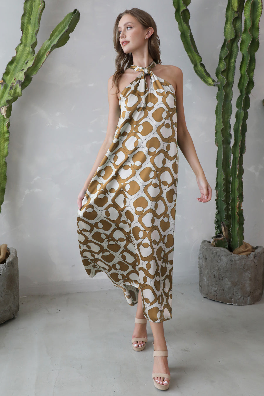 Modern Geo Cut Out Maxi Dress