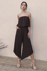 Slanted Hem Strapless Jumpsuit