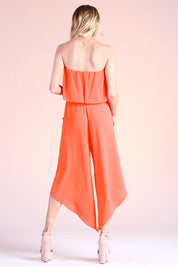 Slanted Hem Strapless Jumpsuit