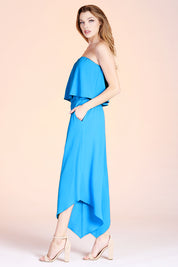 Slanted Hem Strapless Jumpsuit