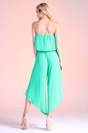 Slanted Hem Strapless Jumpsuit