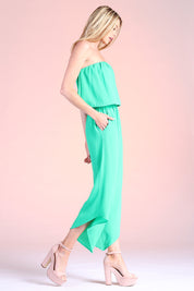 Slanted Hem Strapless Jumpsuit