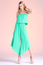 Slanted Hem Strapless Jumpsuit