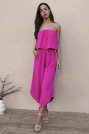 Slanted Hem Strapless Jumpsuit - Ahri