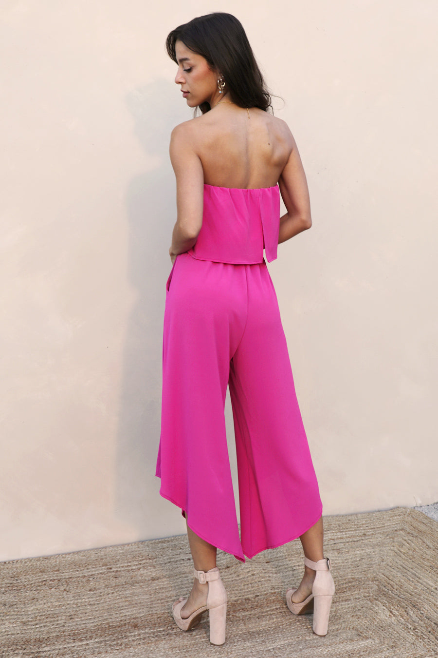 Slanted Hem Strapless Jumpsuit - Ahri