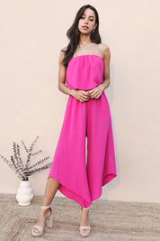 Slanted Hem Strapless Jumpsuit - Ahri