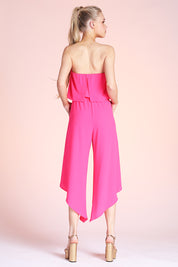 Slanted Hem Strapless Jumpsuit