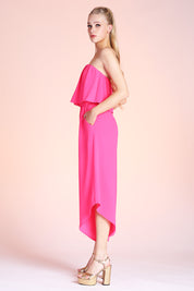 Slanted Hem Strapless Jumpsuit