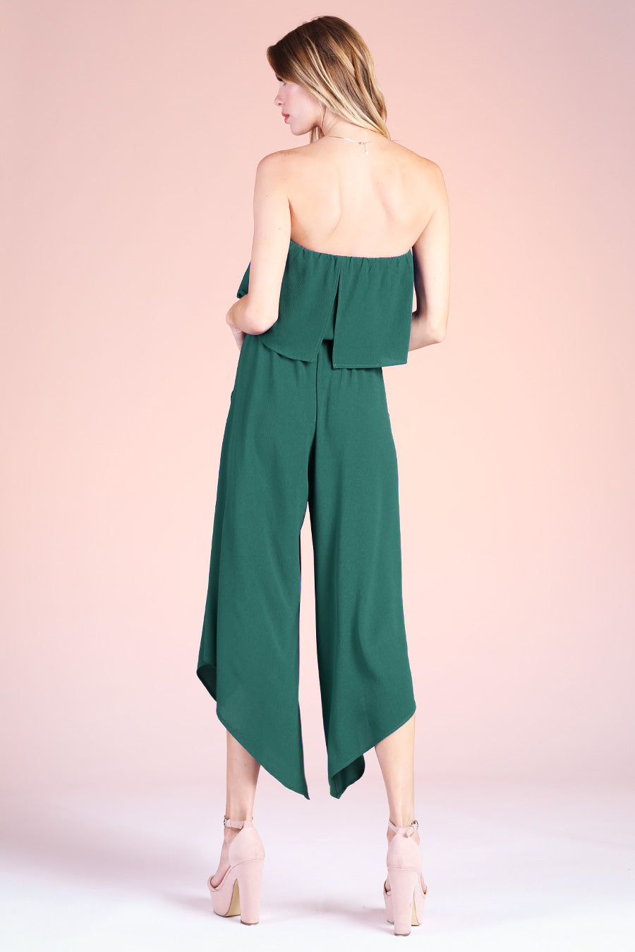 Slanted Hem Strapless Jumpsuit