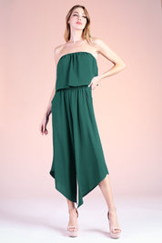 Slanted Hem Strapless Jumpsuit