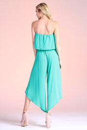 Slanted Hem Strapless Jumpsuit