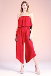 Slanted Hem Strapless Jumpsuit