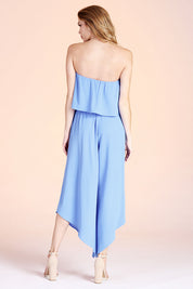 Slanted Hem Strapless Jumpsuit