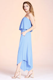 Slanted Hem Strapless Jumpsuit