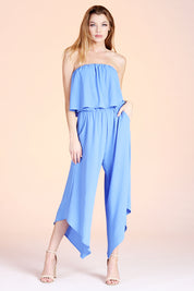 Slanted Hem Strapless Jumpsuit