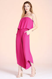 Slanted Hem Strapless Jumpsuit