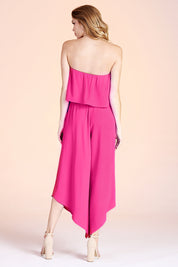 Slanted Hem Strapless Jumpsuit