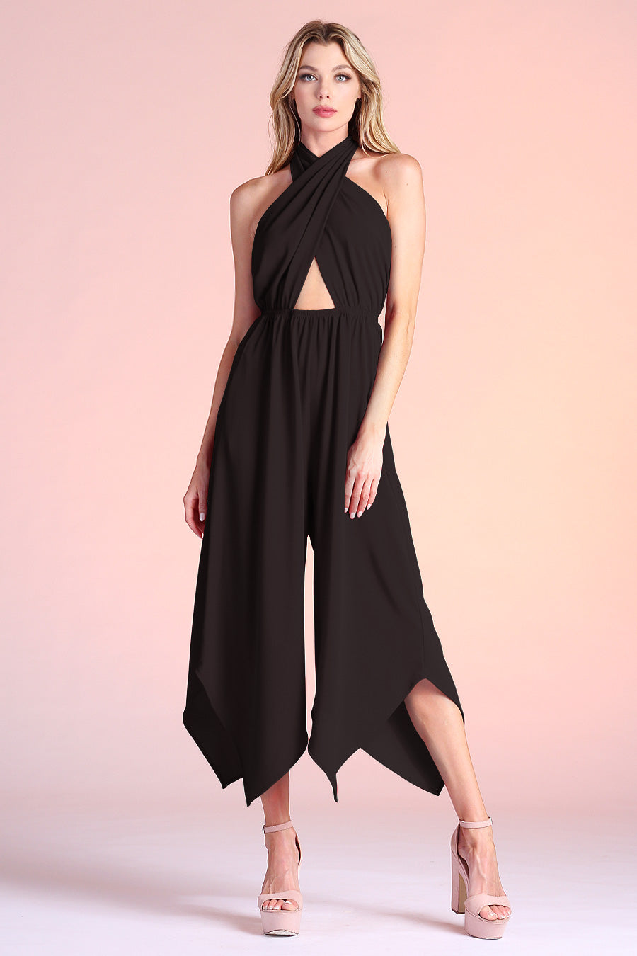 Wrap Halter Midi Jumpsuit