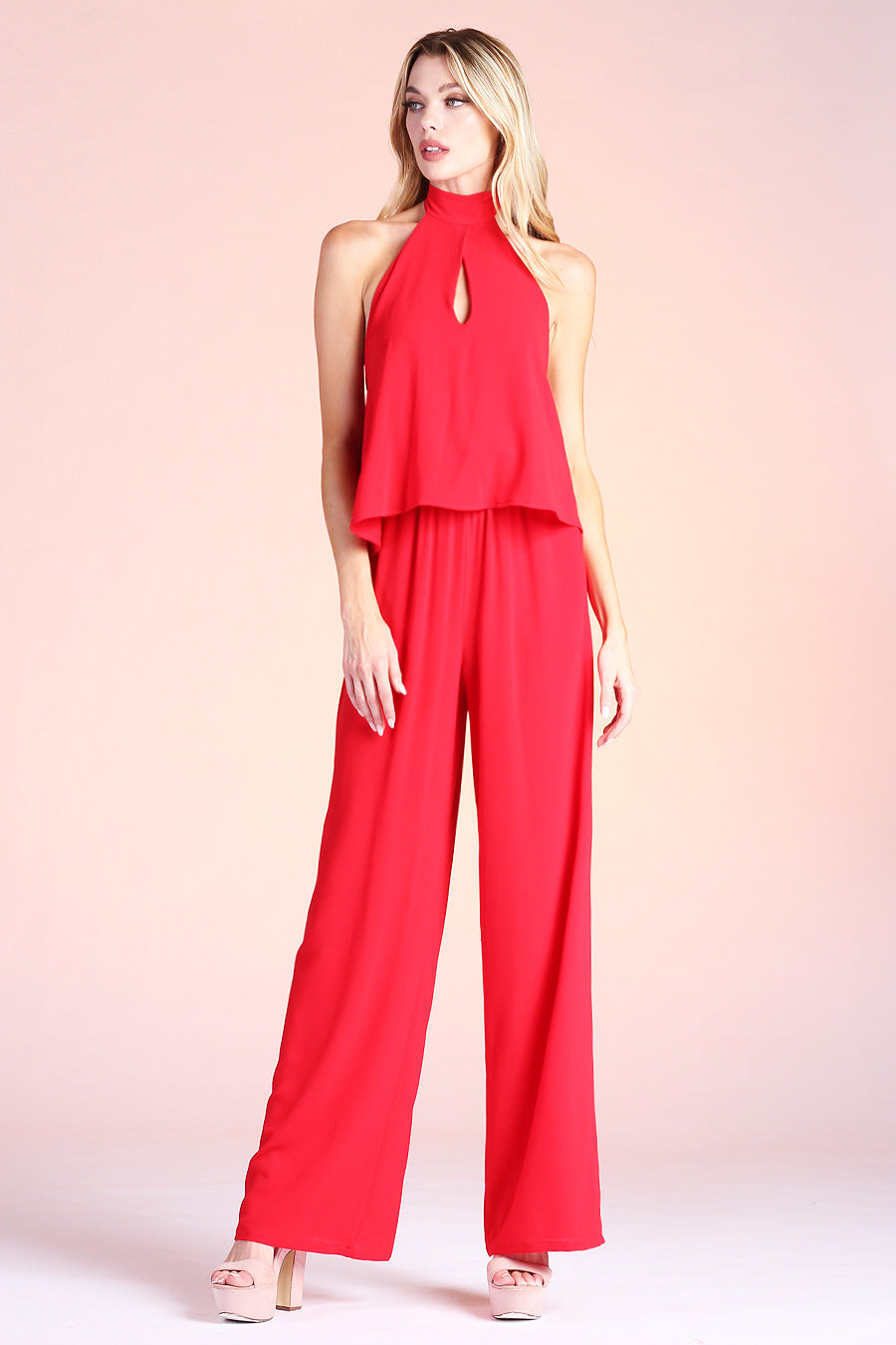 Teardrop Keyhole Halter Jumpsuit