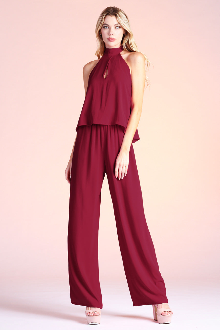 Teardrop Keyhole Halter Jumpsuit