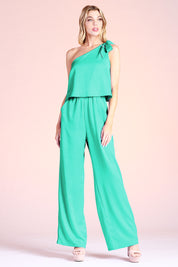 Sweet One Shoulder Tie Jumpsuit