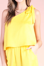 Sweet One Shoulder Tie Jumpsuit - Ahri